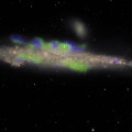 Deze röntgenopname van onze Melkweg is gemaakt met de Wide-Field X-ray Telescope (WXT) van de Einstein Probe. De paarse objecten zijn heldere röntgenbronnen. De blauwe structuren zijn wolken van heet  © EPSC, NAO/CAS, DSS, ESO