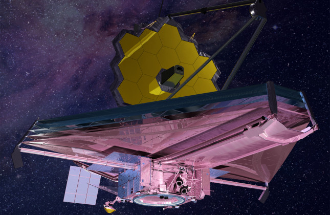 Artistieke weergave van de James Webb Space Telescope. (c) Northrop Grumman