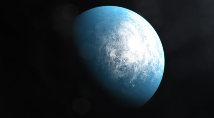Artistieke impressie van TOI 700, een planetenstelsel op 100 lichtjaar afstand in het sterrenbeeld Goudvis, waarin exoplaneet TOI 700 d zich bevindt. Bron: NASA/JPL.