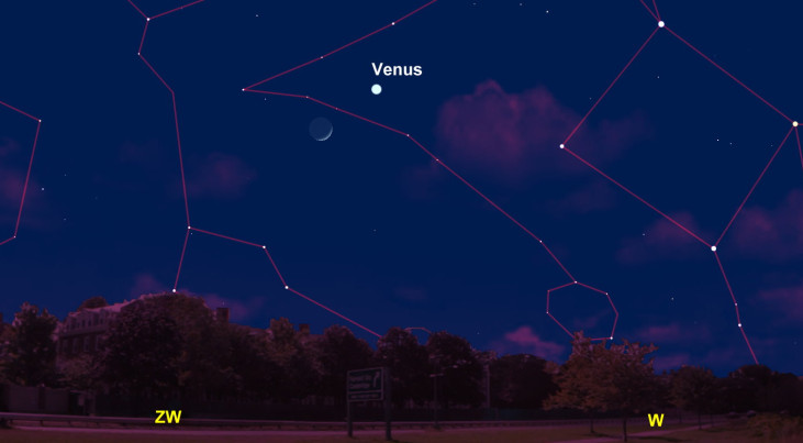 27 februari: maan en Venus (avond)