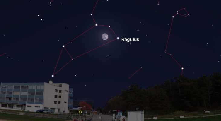 26 februari: Maan en Regulus (Leeuw) bij elkaar
