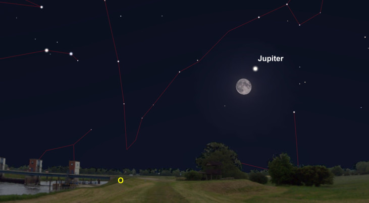11 september: Jupiter rechtsboven maan
