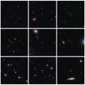 15 van de 31 verre quasars die Euclid ontdekte (de stipjes in het midden van iedere afbeelding). (c) ESA/Euclid/Euclid Consortium/NASA, image processing by the Euclid Science Ground Segment and Antoine Basset (CNES)