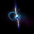 Artist’s impression van een magnetar – een neutronenster met een extreem sterk magnetisch veld die krachtige radiostraling kan uitzenden.  © ICRAR