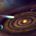 Zwaar water in een planeetvormende schijf kan via kometen op planeten zoals de aarde terechtkomen. © NSF/AUI/NSF NRAO/P. Vosteen, B. Saxton