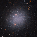 Hubble-opname van het ‘doorzichtige’ sterrenstelsel NGC 1052-DF2, dat bijna geen donkere materie lijkt te bevatten. © NASA, ESA, STScI, Zili Shen (Yale), Pieter van Dokkum (Yale), Shany Danieli (IAS)/Alyssa Pagan (STScI) 