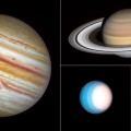 Deze Hubble-opnamen van de vier grootste planeten van ons zonnestelsel zijn gemaakt in het najaar van 2021.  © NASA, ESA, Amy Simon (NASA-GSFC), Michael H. Wong (UC Berkeley)
