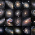 Op deze 36 Hubble-opnamen zijn sterrenstelsels te zien die zowel cepheïden als supernova’s bevatten. Deze objecten zijn cruciaal voor de bepaling van de uitdijingssnelheid van het heelal. © NASA, ESA, Adam G. Riess (STScI, JHU)