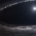 Artist’s impression van de puinschijf rond de ster HD 181327. © NASA, ESA, CSA, STScI, Ralf Crawford (STScI)
