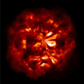 Snapshot uit een computersimulatie van een rode superreus. © CNRS/MPA