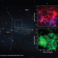 Deze opnamen tonen de locatie van het CO-donkere moleculaire gas in het sterrenbeeld Zwaan. © NSF/AUI/NSF NRAO/P.Vosteen