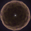 Artistieke impressie van supernova 2021yfj. Vóór zijn explosie stootte de ster materie uit die rijk was aan silicium (grijs), zwavel (geel) en argon (paars). © 