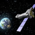 Artist’s impression van de Europese röntgen-ruimtetelescoop XMM-Newton. © ESA-C. CARREAU