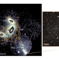 Verdeling van de rode reuzensterren in de M81-groep, met rechtsonder het ultradiffuse sterrenstelsel F8D1 (inzet). © arXiv DOI: 10.48550/arxiv.2507.13349