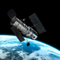 De Hubble-ruimtetelescoop, 600 kilometer boven de aarde.  © European Space Agency