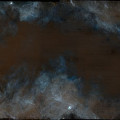 ruimtetelescoop. Wat resteert is een donkere wolk (blauw = koolstofmonoxide).  © Ginsburg et al. 2023