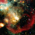 De positie van de merkwaardige ster ASKAP J1832 (in de cirkel). © ASA/CXC/ICRAR