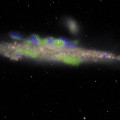 Artist’s impression van een ‘quasi-ster’ (niet op schaal), met in het midden een zwart gat, omgeven door een accretieschijf, gehuld in een mantel van turbulent gas. © T. Müller/A. de Graaff/Max-Planck Institut für Astronomie.