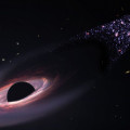 Artist’s impression van een superzwaar zwart gat dat uit zijn moederstelsel verstoten is. © NASA, ESA, Leah Hustak (STScI)