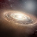Artist’s impression van een planeetvormende schijf, zoals de dertig schijven die zijn onderzocht voor het ALMA AGE-PRO-onderzoek. © NSF/AUI/NSF NRAO/S.Dagnello