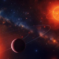 Artist’s impression van de exoplaneten in het dubbelstersysteem TOI-2267. © Mario Sucerquia-University of Grenoble Alpes