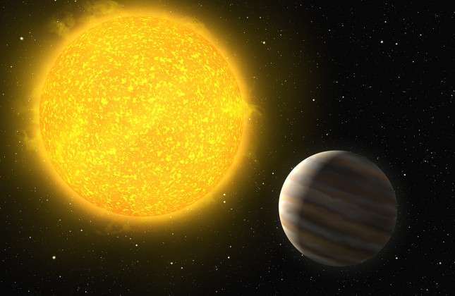 Artist impression van de exoplaneet die is ontdekt door drie Leidse studenten (c) ESO

