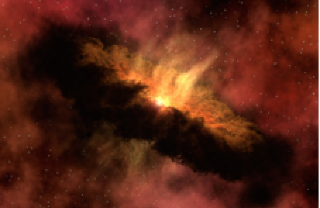 Een artistieke impressie van een dikke schijf van stof en gas rond een jonge ster. In deze protoplanetaire schijf vormen zich planeten. Credit: NASA/JPL-Caltech