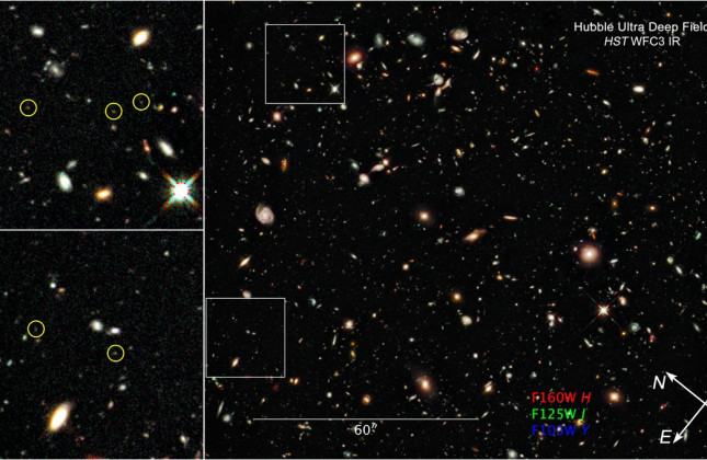 Hubble breekt afstandsrecord en vindt piepjonge sterrenstelsels