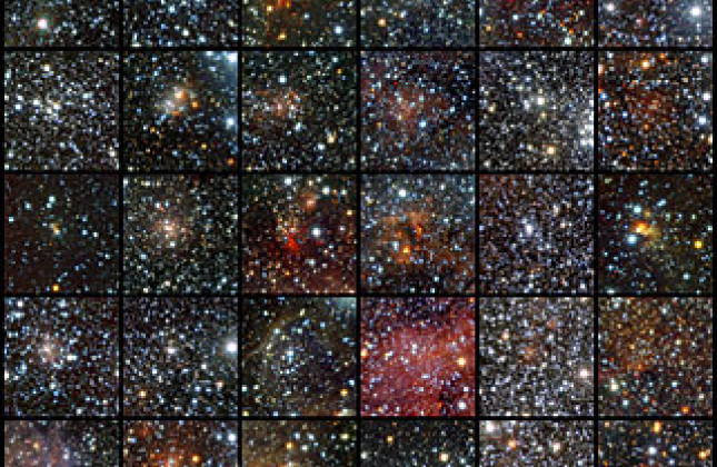 30 van de 96 open sterhopen die met ESO's infrarood-surveytelescoop VISTA zijn gevonden (c) ESO/J. Borissova
