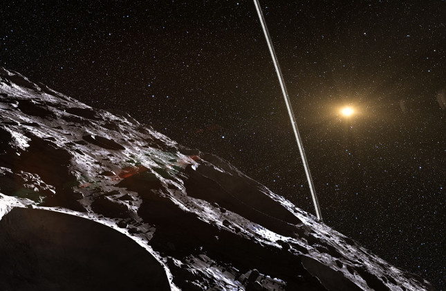 Artistieke impressie van de ringen rond de planetoïde Chariklo. Credit: ESO/L. Calçada/Nick Risinger