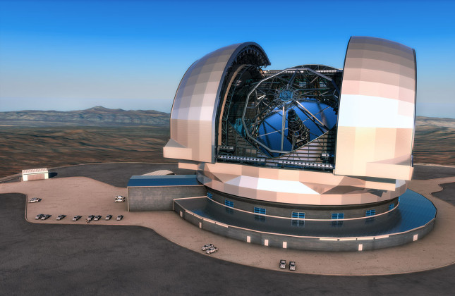 Artist's impression van de E-ELT (c) ESO/L. Calçada