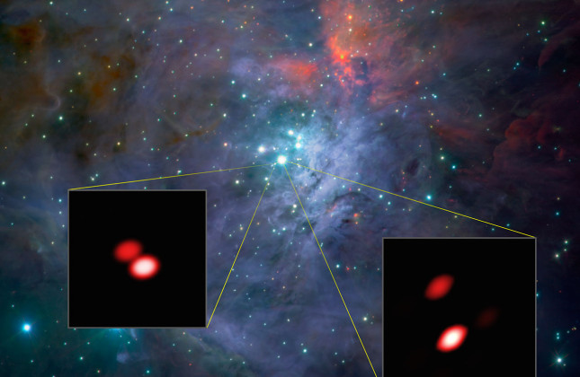 Als onderdeel van de eerste waarnemingen met het nieuwe GRAVITY-instrument heeft het team nauwkeurig gekeken naar de heldere jonge sterren van het zogeheten Trapezium, in het hart van het stervormingsgebied in het sterrenbeeld Orion. Bij deze eerste proef