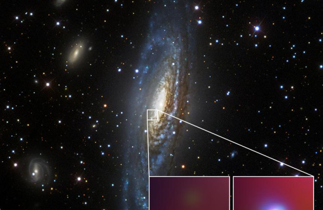 Deze afbeelding toont het spiraalsterrenstelsel NGC 7331. In dat sterrenstelsel, zo'n 40 miljoen lichtjaar van ons vandaan, bevindt zich de kameleonachtige supernova SN 2014C.

 (c) NASA/CXC/CIERA/R.Margutti en SDSS