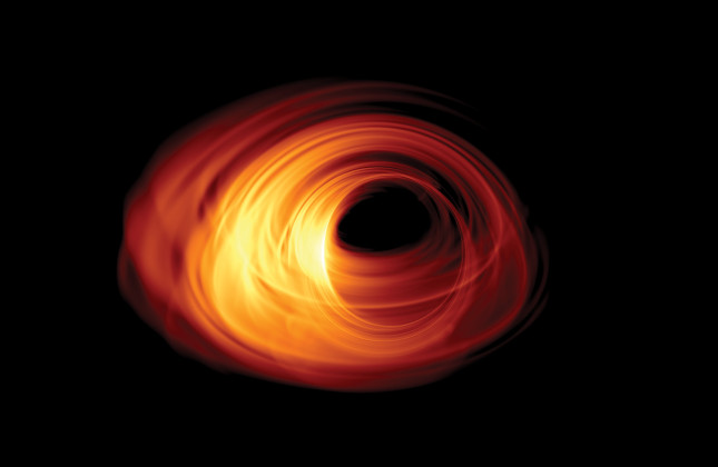Gesimuleerde afbeelding van een zwart gat Credit: Bronzwaer/Davelaar/Moscibrodzka/Falcke, Radboud University