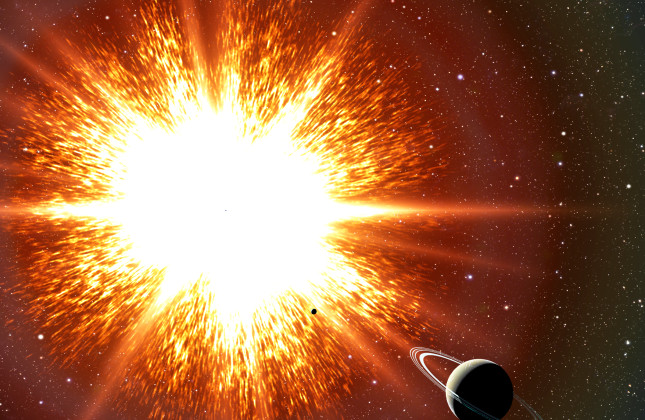 Een artistieke impressie van een supernova die mogelijk dicht bij ons zonnestelsel is ontploft.
(c) David A. Aguilar, Harvard-Smithsonian Center for Astrophysics