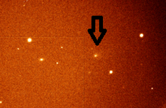 Drie opnames na elkaar van de interstellaire komeet 2I/Borisov. (c) Inés Pastor Marazuela