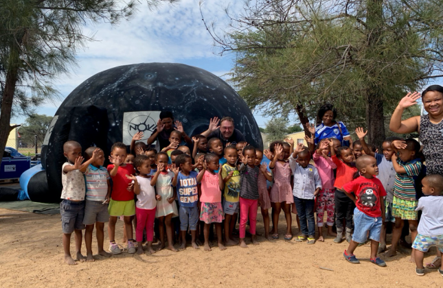 In the summer of 2019, there was a successful test with a mobile planetarium in Namibia. (c) Radboud University