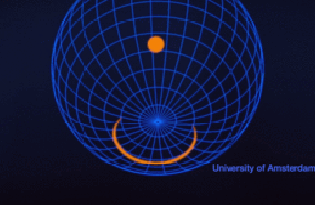 Computersimulatie (klik voor animated gif) van de grillige hotspots van pulsar J0030+0451. De hete plekken blijken niet recht tegenover elkaar zitten. (c) NASA