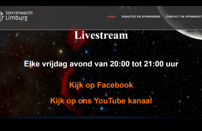 Elke vrijdag: livestream Sterrenwacht Limburg