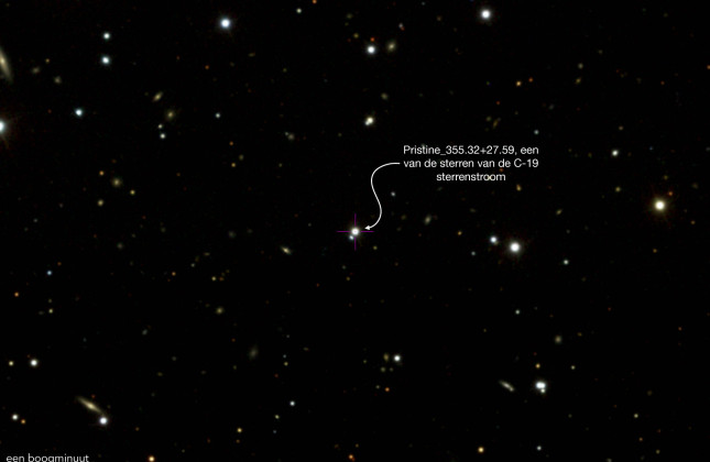 Een van de sterren van de sterrenstroom C-19. Credit: Sloan Digital Sky Survey in de Aladin software (Observatoire Astronomique de Strasbourg)
