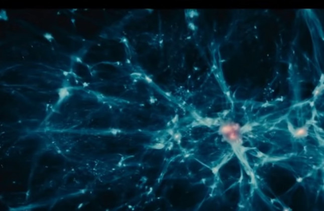 Screenshot uit de trailer van de IMAX-film Voyage of Time die gebruikmaakt van de simulaties van het EAGLE-project.