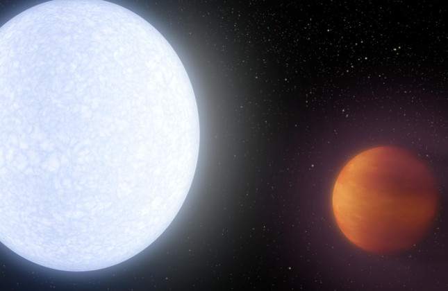 Artistieke weergave van een exoplaneet die om zijn ster draait. (c) NASA/JPL Caltech