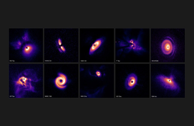 Tien van de meer dan tachtig jonge sterren waarbij planeet-vormende schijven zijn gevonden. (c) ESO/C. Ginski, A. Garufi, P.-G. Valegård et al.
