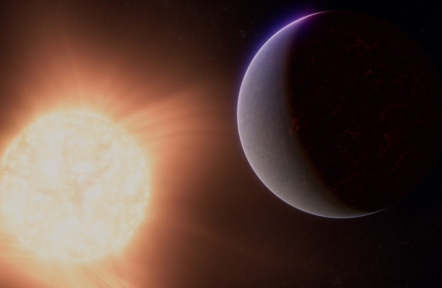 Artistieke weergave van exoplaneet 55 Cancri e/Janssen. Credit: NASA, ESA, CSA, Ralf Crawford (STScI)