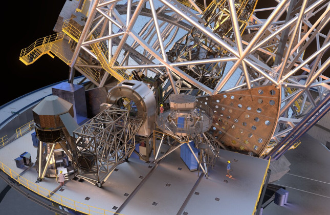 3D-weergave van het METIS-instrument in de behuizing van de ELT. Credit: ESO/METIS consortium/L. Calçada