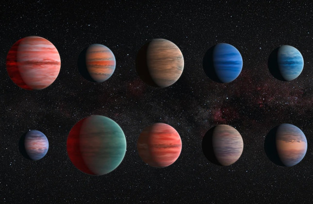 Impressie van verschillende exoplaneten.