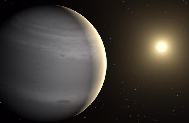 Artist’s impression van TOI-4465 b – een gasreus op ongeveer 400 lichtjaar van de aarde. © NASA