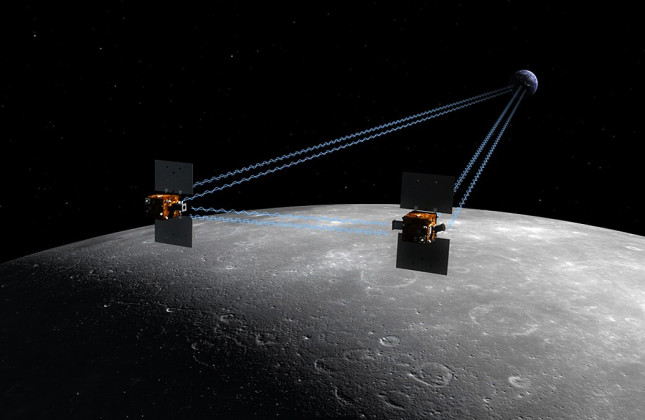 Illustratie van de GRAIL-missie. © NASA