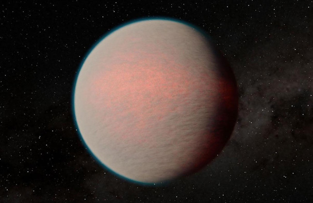 Een nieuwe studie laat zien dat veel ‘mini-Neptunussen’ onder zoveel druk staan van hun zware atmosferen dat ze waarschijnlijk vaste oppervlakken hebben. © NASA/JPL-Caltech/R. Hurt (IPAC)