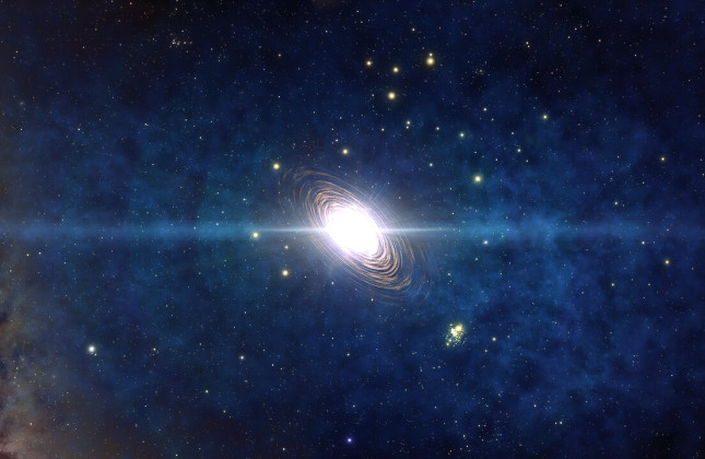 Artist’s impression van een groep populatie III-sterren, de eerste sterren die het heelal hebben verlicht. De centrale ster staat op het punt om te exploderen. © NOIRLab/NSF/AURA/J. da Silva/Spaceengine